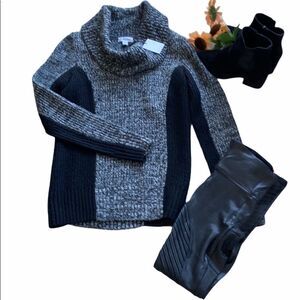 Calvin Klein‎ Mixed Media Knit Turtleneck NWT XS